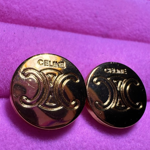 Celine Gold Macadam Triomphe Buttons turned into Studs - Picture 11 of 15
